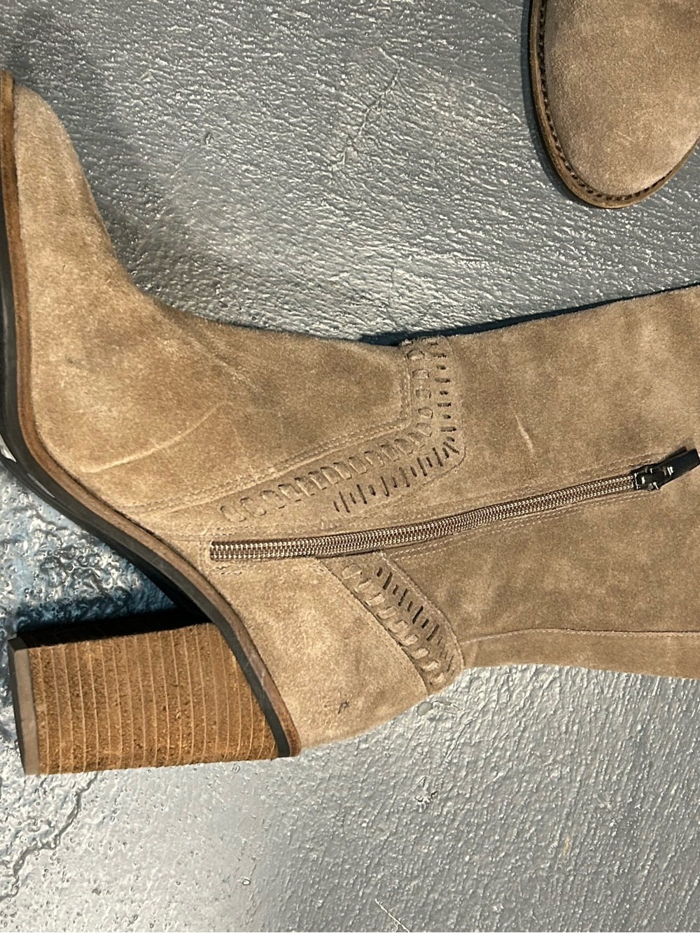 Vince Camuto Taupe Suede Knee-High Block Heel Boots - Picture 6 of 16
